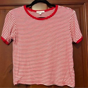 Lime Blue Red and White Striped T Shirt